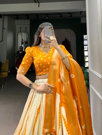 Antique Fashion 1 Elegance in every fold Shibori print Dola Silk lehenga - colour 2