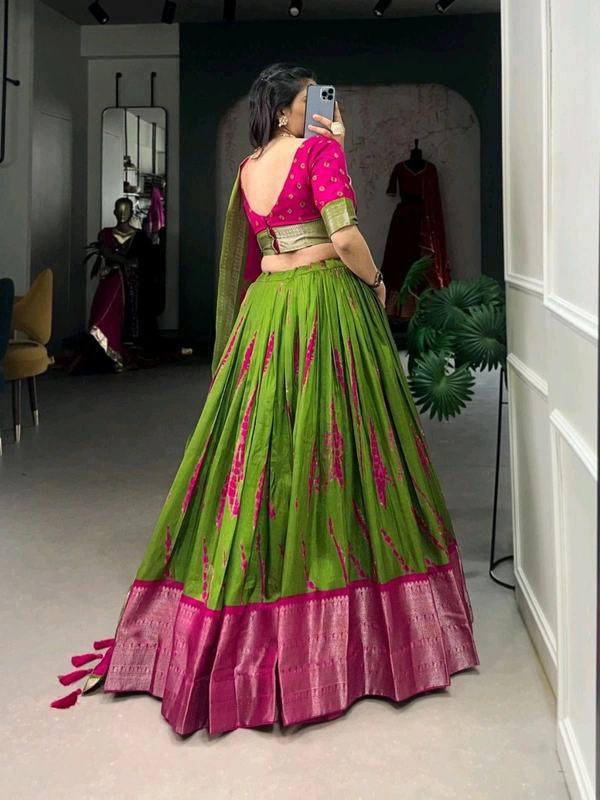 Antique Fashion 1 Elegance in every fold Shibori print Dola Silk lehenga - colour 3