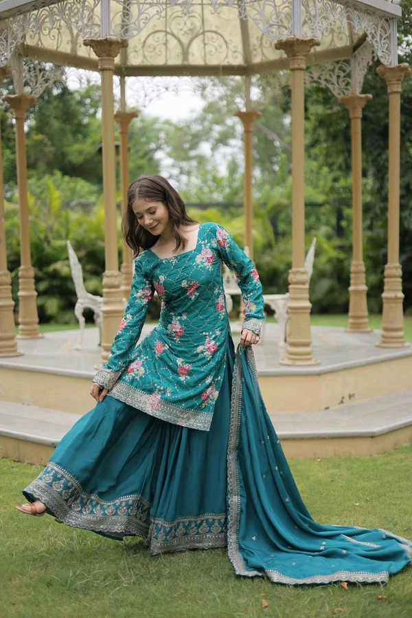 Antique Fashion 1 PREMIUM DESIGNER READYMADE KURTI PLAZOO DUPATTA COLLECTIONS - colour 1, M