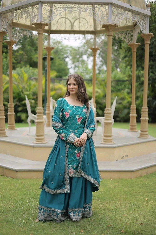 Antique Fashion 1 PREMIUM DESIGNER READYMADE KURTI PLAZOO DUPATTA COLLECTIONS - colour 1, L