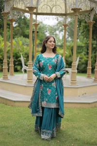 Antique Fashion 1 PREMIUM DESIGNER READYMADE KURTI PLAZOO DUPATTA COLLECTIONS - colour 1, L