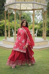 Antique Fashion 1 PREMIUM DESIGNER READYMADE KURTI PLAZOO DUPATTA COLLECTIONS - colour 2, M