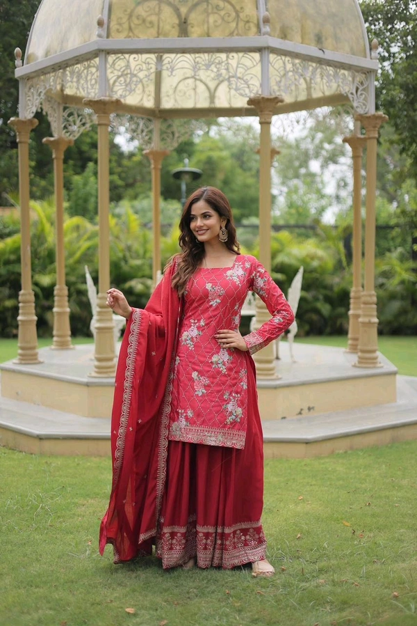 Antique Fashion 1 PREMIUM DESIGNER READYMADE KURTI PLAZOO DUPATTA COLLECTIONS - colour 2, L