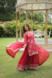 Antique Fashion 1 PREMIUM DESIGNER READYMADE KURTI PLAZOO DUPATTA COLLECTIONS - colour 2, L