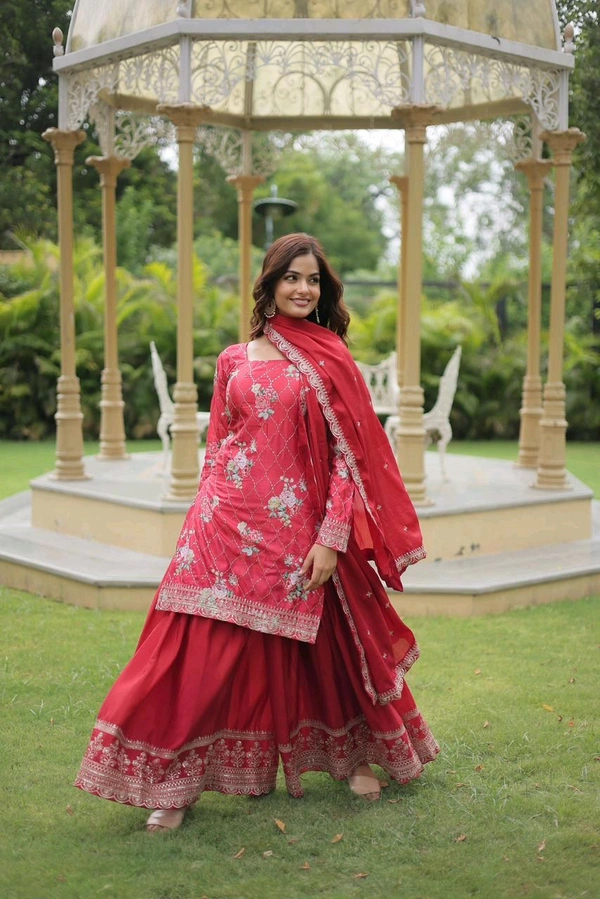 Antique Fashion 1 PREMIUM DESIGNER READYMADE KURTI PLAZOO DUPATTA COLLECTIONS - colour 2, XXL