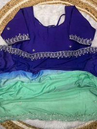 Antique Fashion 1 Soft Hand Dyeing Chinnon Saree With Heavy Embroidery Sequence And Jari Work And Border Arca - Stitched Blouse, colour 3