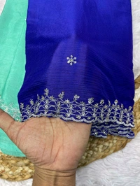 Antique Fashion 1 Soft Hand Dyeing Chinnon Saree With Heavy Embroidery Sequence And Jari Work And Border Arca - Stitched Blouse, colour 3