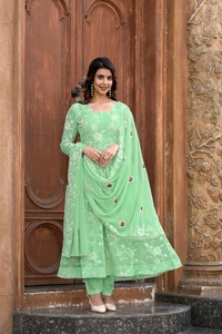 Antique Fashion 1 Premium Quality Resham Embroidery Suit Set With Dupatta And Pant      - M, colour 2
