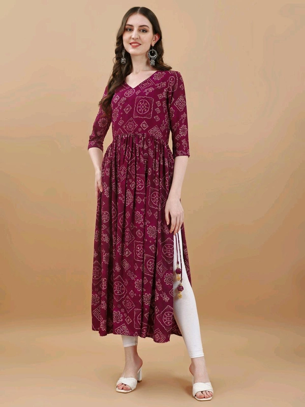Antique Fashion 1 Bandhani Naira Kurta With Handmade Latkans   - Xs, colour 1