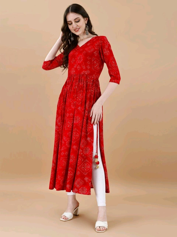 Antique Fashion 1 Bandhani Naira Kurta With Handmade Latkans   - L, colour 2