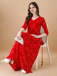 Antique Fashion 1 Bandhani Naira Kurta With Handmade Latkans   - L, colour 2
