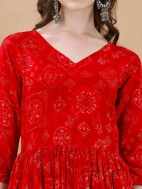 Antique Fashion 1 Bandhani Naira Kurta With Handmade Latkans   - L, colour 2