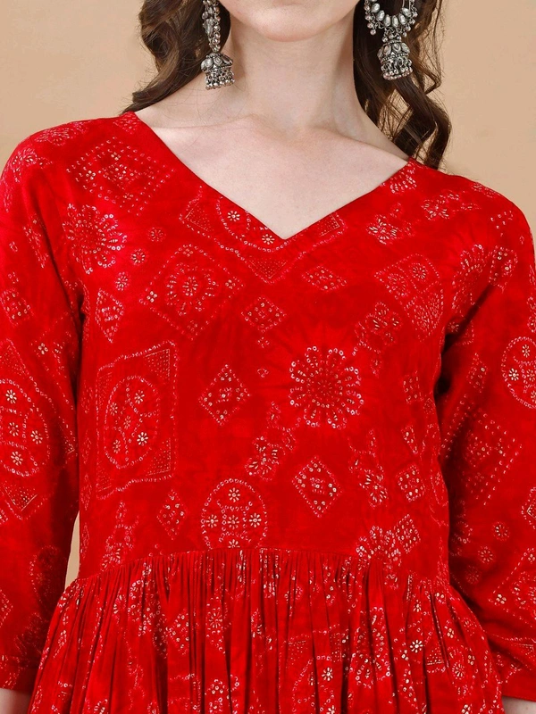 Antique Fashion 1 Bandhani Naira Kurta With Handmade Latkans   - L, colour 2