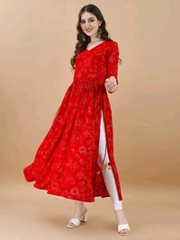 Antique Fashion 1 Bandhani Naira Kurta With Handmade Latkans   - XXL, colour 2