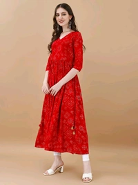 Antique Fashion 1 Bandhani Naira Kurta With Handmade Latkans   - XXL, colour 2