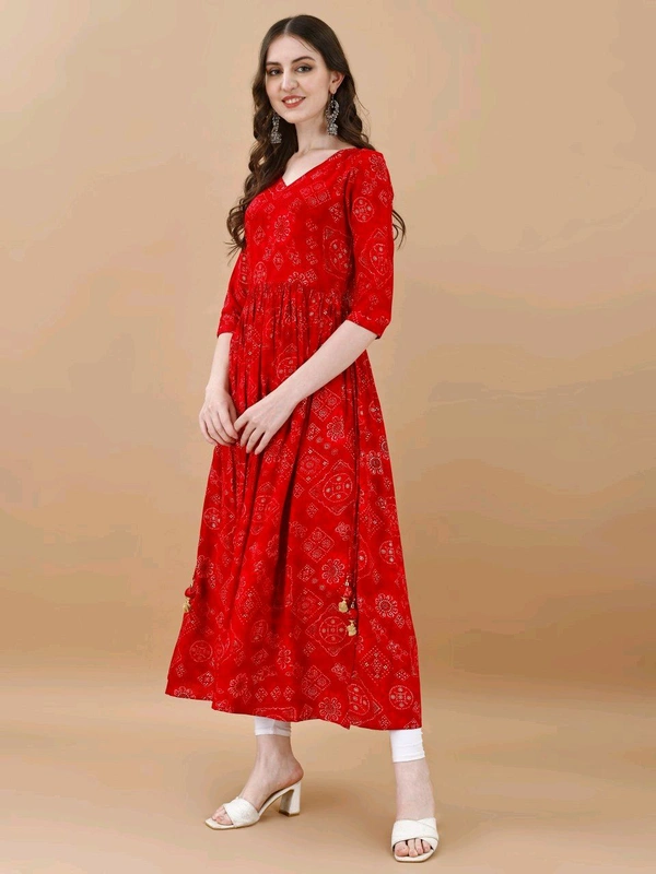 Antique Fashion 1 Bandhani Naira Kurta With Handmade Latkans   - XXL, colour 2