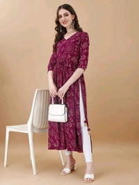 Antique Fashion 1 Bandhani Naira Kurta With Handmade Latkans   - Xs, colour 1