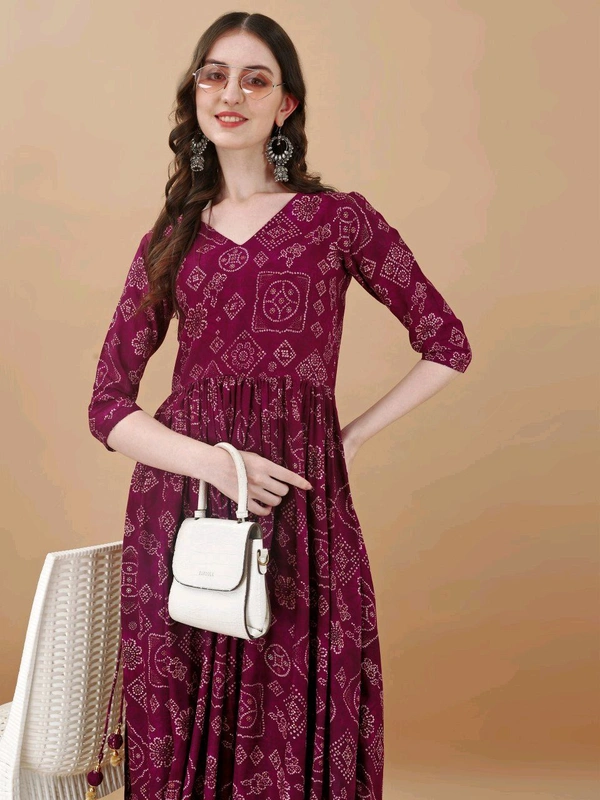 Antique Fashion 1 Bandhani Naira Kurta With Handmade Latkans   - Xs, colour 1