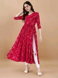 Antique Fashion 1 Bandhani Naira Kurta With Handmade Latkans   - S, colour 3