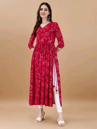 Antique Fashion 1 Bandhani Naira Kurta With Handmade Latkans   - L, colour 3