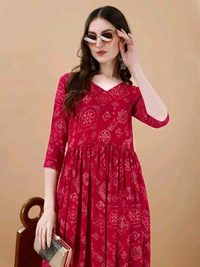 Antique Fashion 1 Bandhani Naira Kurta With Handmade Latkans   - L, colour 3