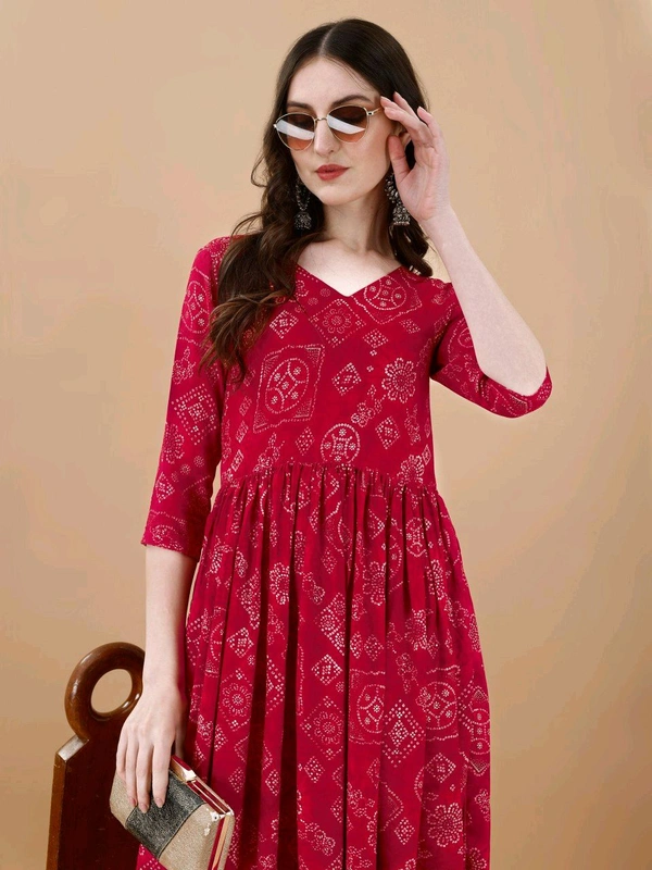 Antique Fashion 1 Bandhani Naira Kurta With Handmade Latkans   - L, colour 3