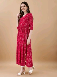 Antique Fashion 1 Bandhani Naira Kurta With Handmade Latkans   - L, colour 3