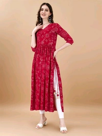 Antique Fashion 1 Bandhani Naira Kurta With Handmade Latkans   - L, colour 3