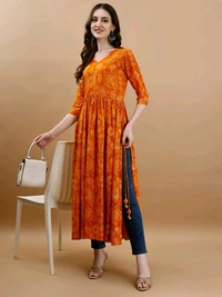 Antique Fashion 1 Bandhani Naira Kurta With Handmade Latkans   - S, colour 4