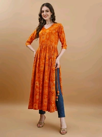 Antique Fashion 1 Bandhani Naira Kurta With Handmade Latkans   - XL, colour 4