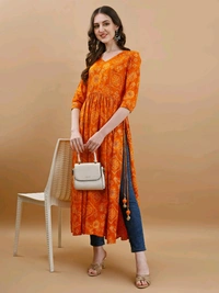 Antique Fashion 1 Bandhani Naira Kurta With Handmade Latkans   - XL, colour 4