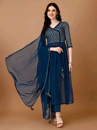 Antique Fashion 1 Foil Printed Angrakha Kurta With Duppta And Pant - colour 2, XL