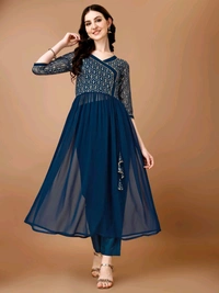 Antique Fashion 1 Foil Printed Angrakha Kurta With Duppta And Pant - colour 2, XL