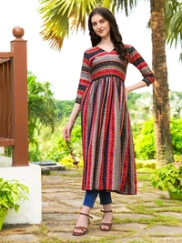Antique Fashion 1 Geometric Printed Naira Kurta With Handmade Latakans   - colour 3, Xs