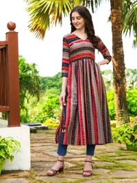Antique Fashion 1 Geometric Printed Naira Kurta With Handmade Latakans   - colour 3, XXL