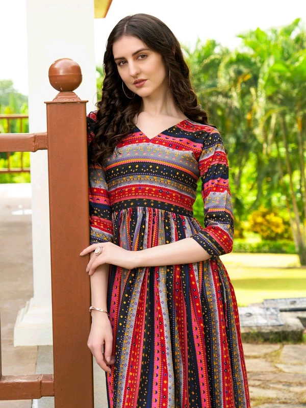 Antique Fashion 1 Geometric Printed Naira Kurta With Handmade Latakans   - colour 3, XXL