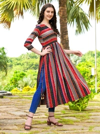 Antique Fashion 1 Geometric Printed Naira Kurta With Handmade Latakans   - colour 3, XXL