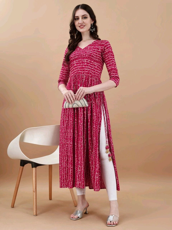 Antique Fashion 1 Bandhani Naira Kurta With Handmade Latkans      - colour 1, S