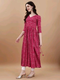 Antique Fashion 1 Bandhani Naira Kurta With Handmade Latkans      - colour 1, S