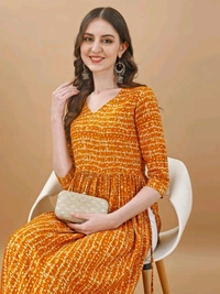 Antique Fashion 1 Bandhani Naira Kurta With Handmade Latkans      - colour 2, Xs