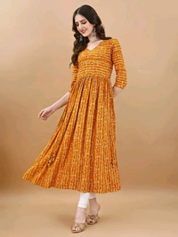 Antique Fashion 1 Bandhani Naira Kurta With Handmade Latkans      - colour 2, XXL