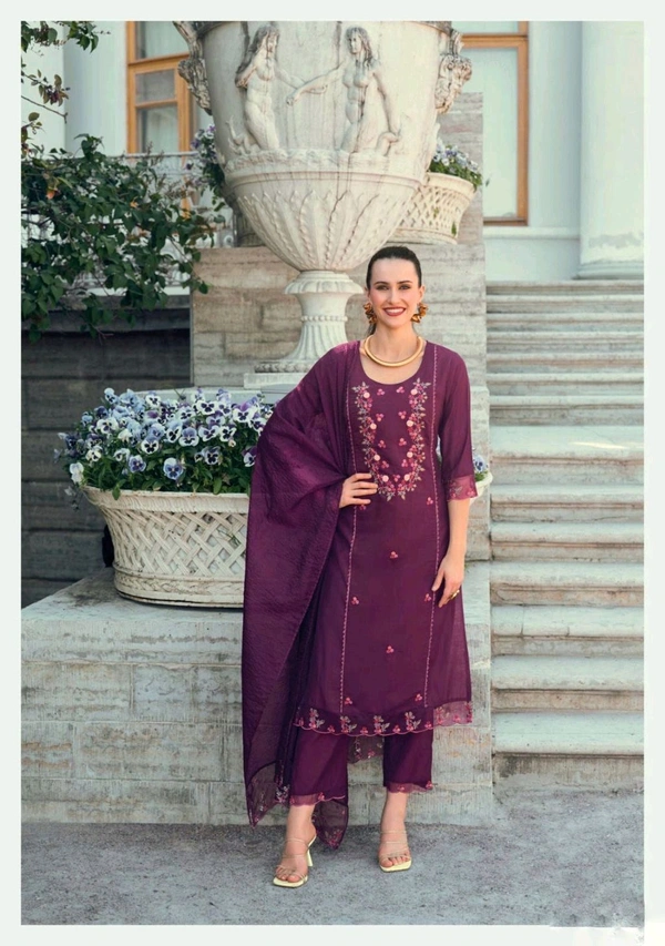 Antique Fashion 1 TOP Embriodary & Handwork on Viscose Silk Fabric with Daman, Sleeve work & Crosio Lace & Inner BOTTOM Pure Viscose Silk Pant with Bottom work & PocketDUPATTA Fancy Pattern Organza dupatta with WorkSIZES  M 38 L40 XL42 XXL 44 3XL 46NOTEINNER IN EVERY TOPPOCKET INSIDE EVERY PANT - 3XL