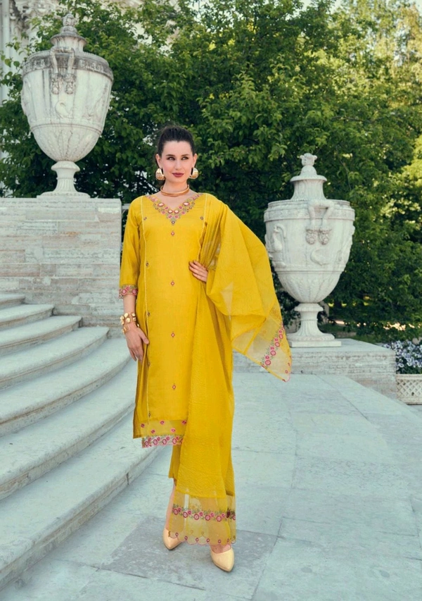 Antique Fashion 1 TOP Embriodary Handwork on Viscose Silk Fabric with Daman  Sleeve work  Crosio Lace  Inner  - XXL