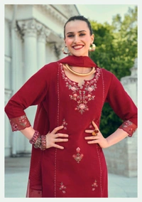 Antique Fashion 1 TOP Embriodary  Handwork on Viscose Silk Fabric with Daman Sleeve work  Crosio Lace  Inner  - XXL