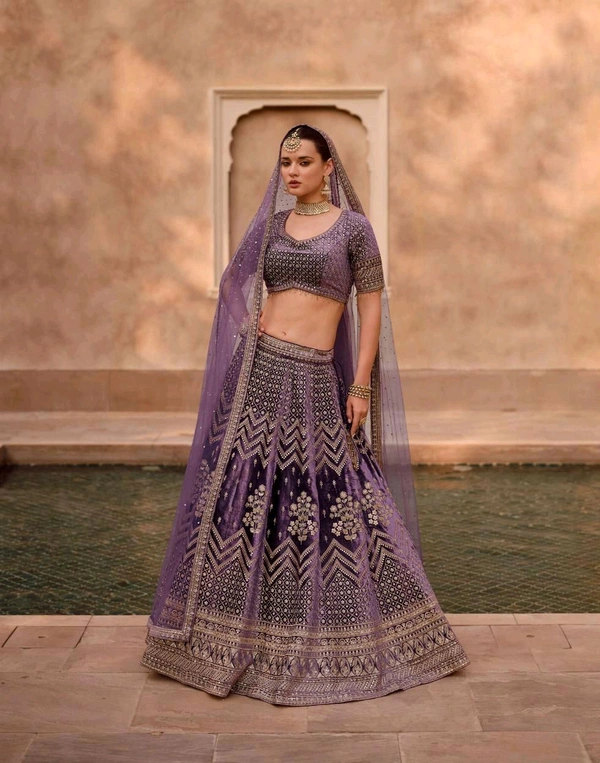 Antique Fashion 1 PURE VISCOS LYCRA CRYSTAL SILK WITH HANDWORK BLOUSE AND TALE CUT FULL LENGTH DUPATTA FRONT AND BACK EMBROIDERED WITH CANCAN 