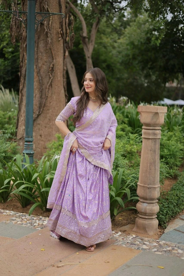 Antique Fashion 1 Introducing The Jequard Lehenga Crafted On Delicate Viscose Dayble Jequard Fabric  Adorned With Intricate Sequins Embroidered Work this ensemble is the Epitome of Elegance and Refinement. Elevate your style with a touch of sophistication  - colour 2