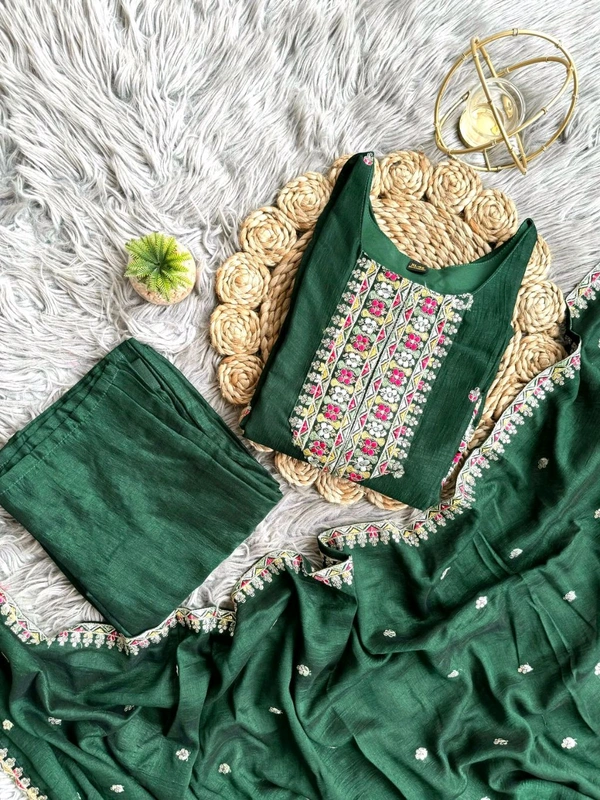 Antique Fashion 1 Top Pure Vichitra Silk Two Tone Fabric With Heavy Sequnce Thread Work - XL