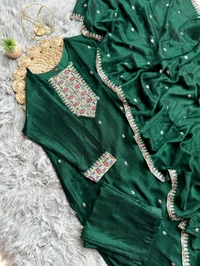 Antique Fashion 1 Top Pure Vichitra Silk Two Tone Fabric With Heavy Sequnce Thread Work - XL