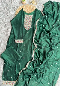 Antique Fashion 1 Top Pure Vichitra Silk Two Tone Fabric With Heavy Sequnce Thread Work - XXL