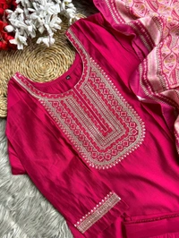 Antique Fashion 1 Pure Mountain Silk Soft Fabric With Heavy Sequnce Multy Thread WorkFully Stiched  - M